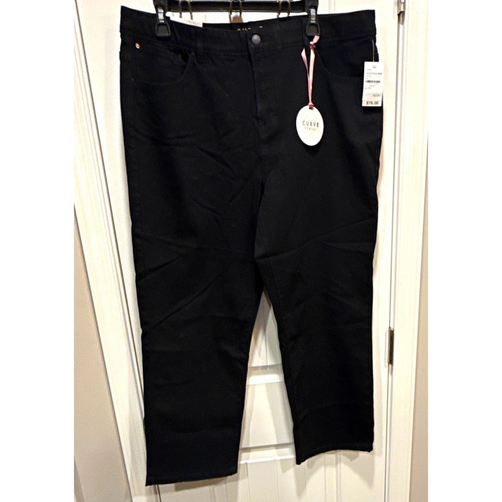 Curve Appeal Women's Black Stretch Denim StraightLeg Pants MidRise SIZE 16 NWT
